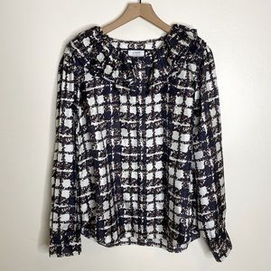 J Crew Collection Silk Twill Ruffle Collar Blouse